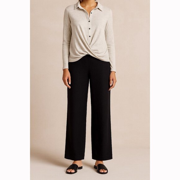 Sarah Spencer Women’s Black 100% Linen Pants Sz 12 Coastal Minimalist Resortwear - Picture 1 of 11